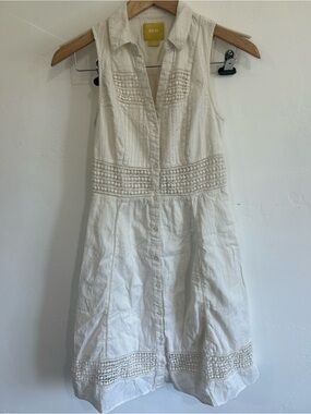 Maeve Cream Sleeveless Button-Front Midi Dress